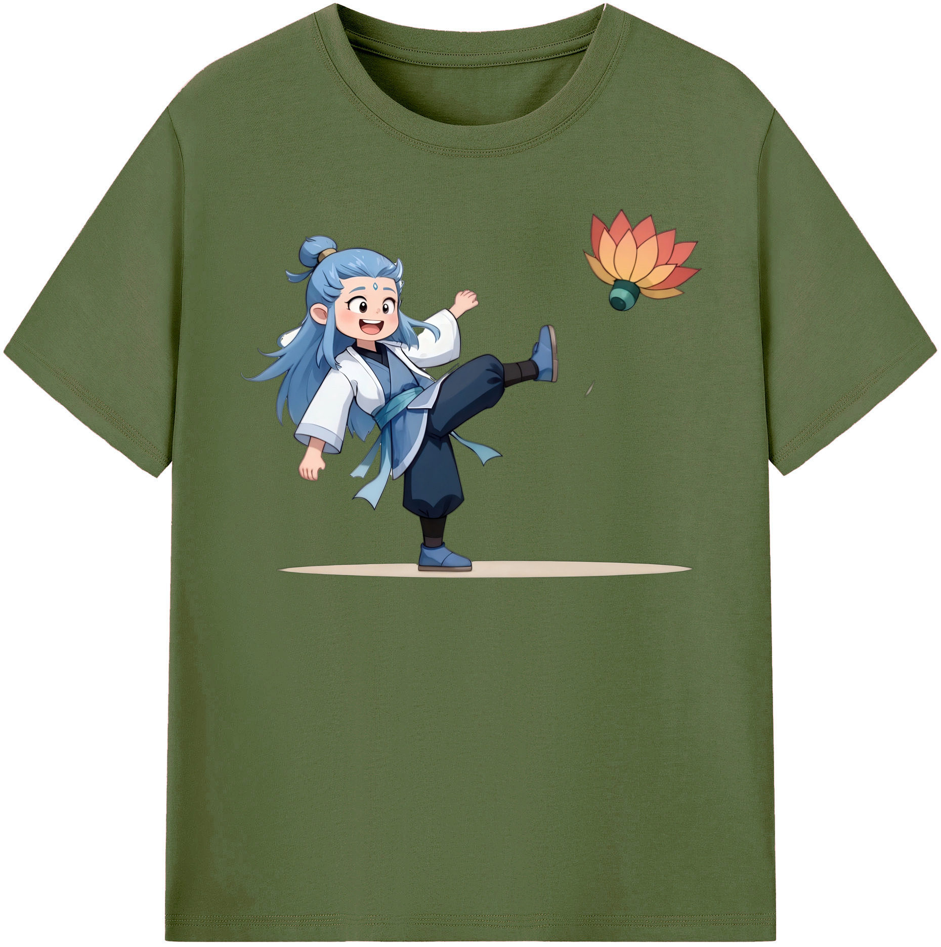 （画像用） Ne Zha 2 ナタ 魔童の大暴れ 綿100％半袖Tシャツ（フロントプリント）